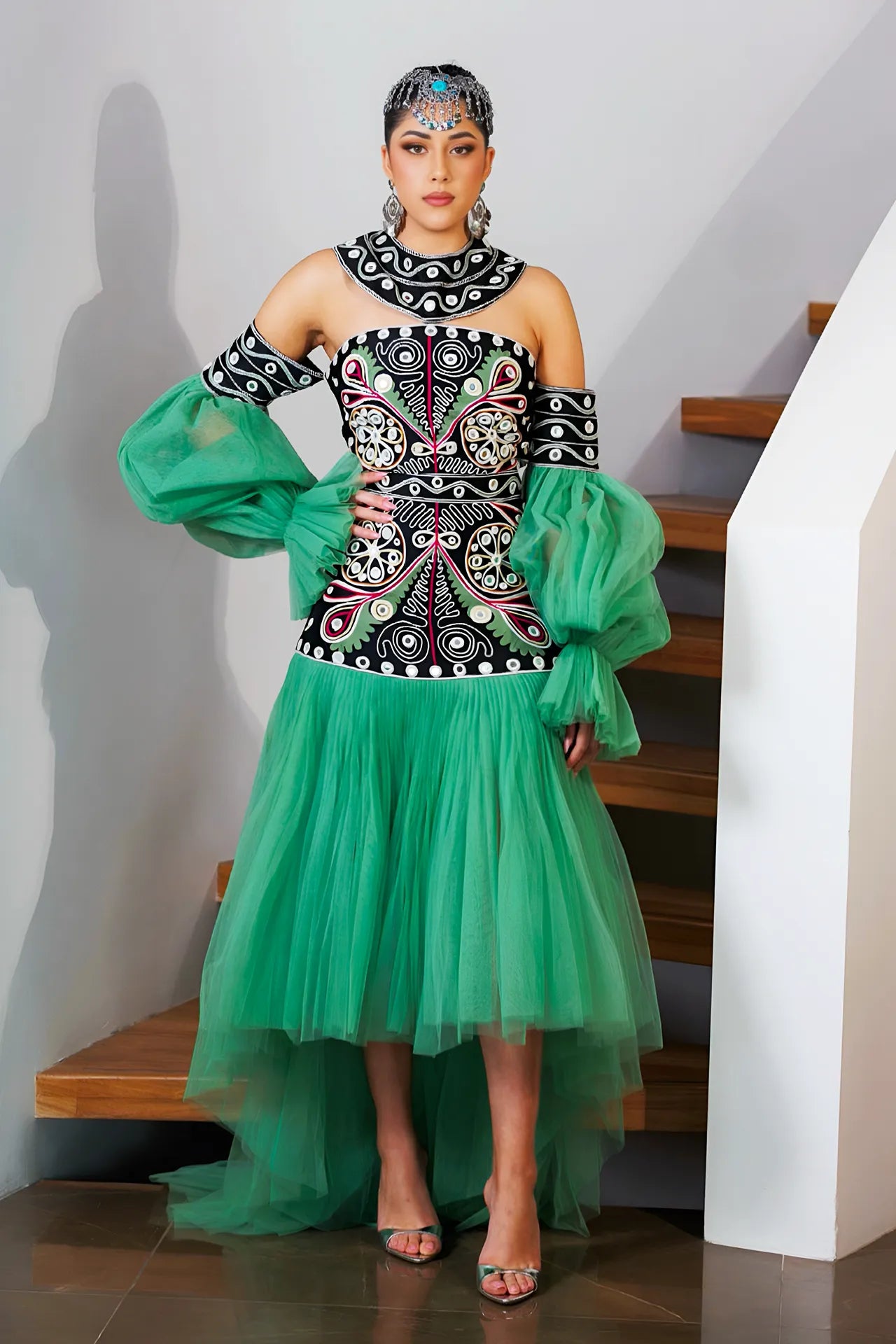 Model wears Senzela Jade Henna Dress