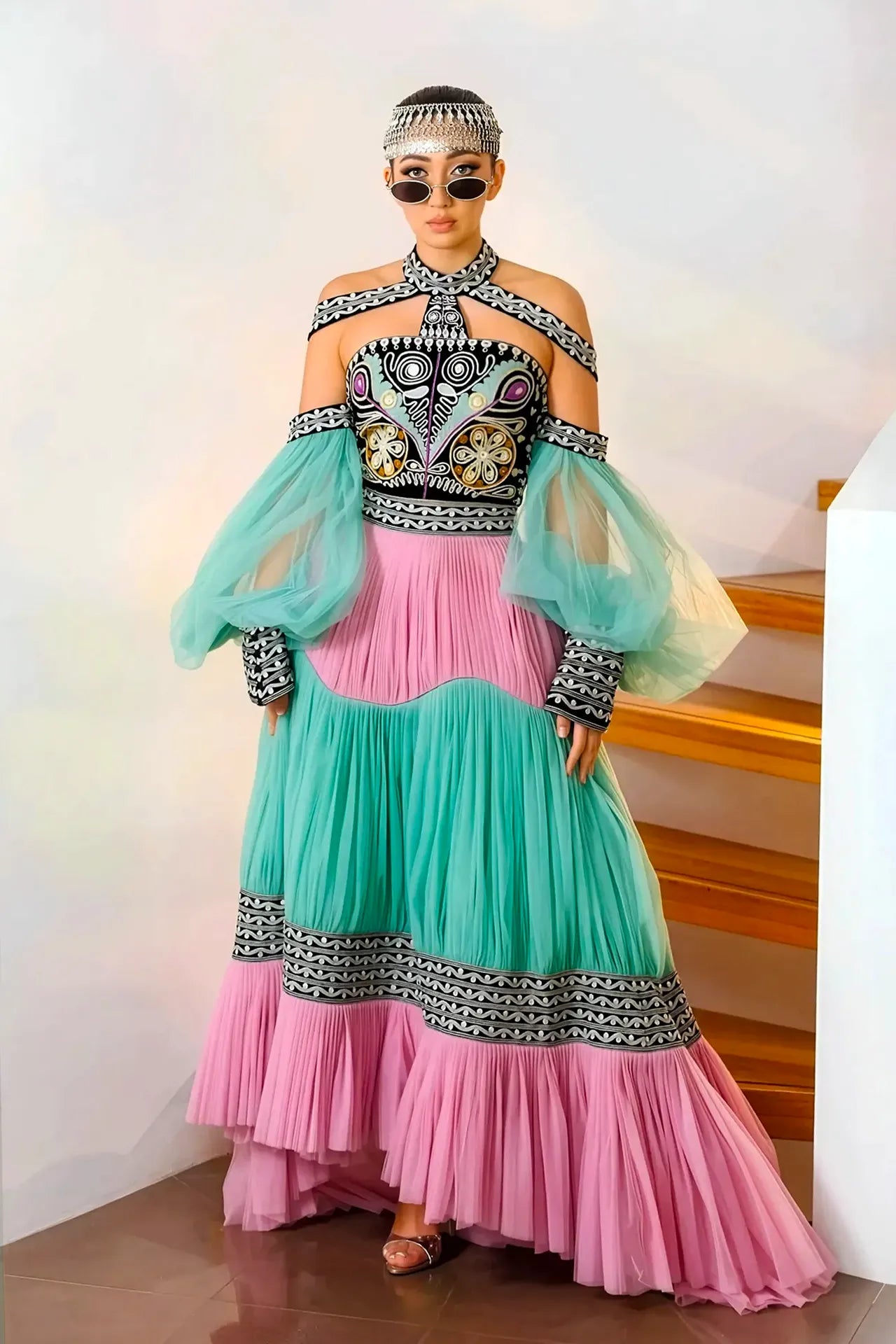 Model wears Senzela Jade Ayla Skirt